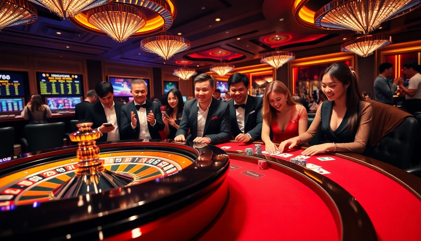 Experience the excitement of QQ88 Social with players engaging at a lively casino table.