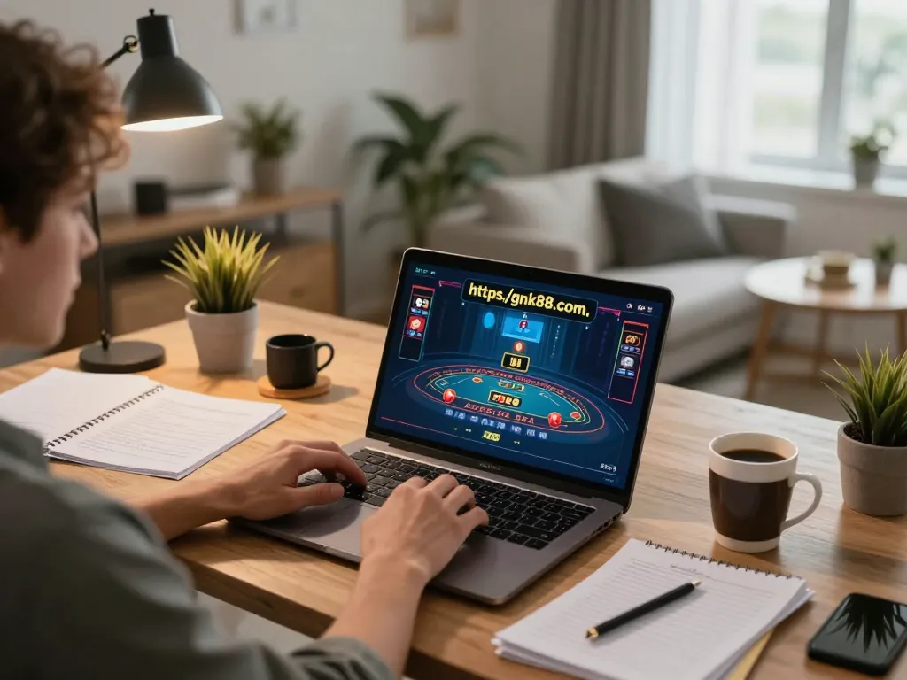 Engaging gaming moment on https://gnk88.com/ with online baccarat, highlighting relaxation and strategy.