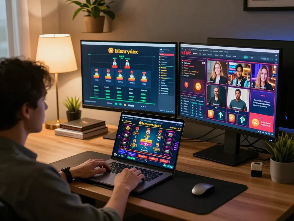 Player engaged in vk88 online gaming setup with live dealer interface and strategic betting.