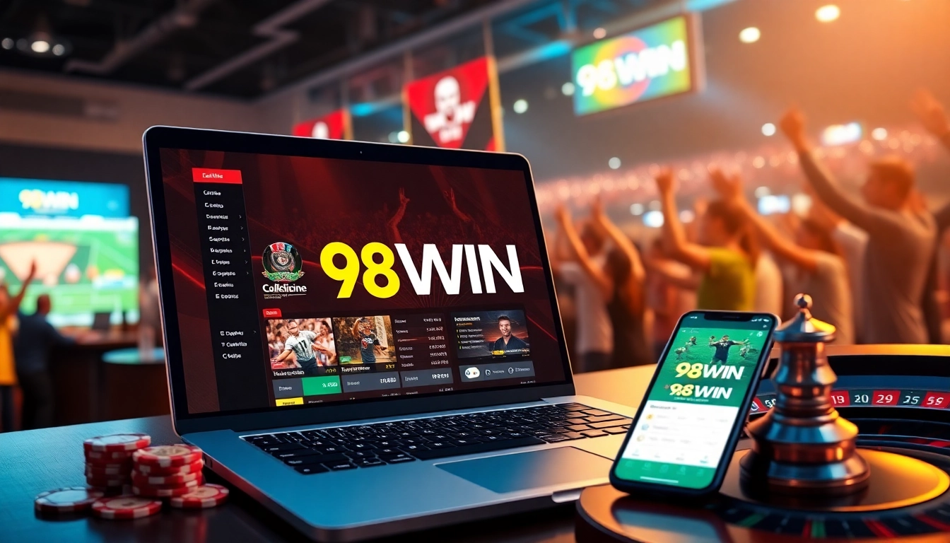 98WIN online casino interface with vibrant betting atmosphere