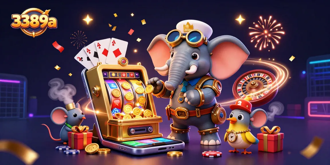 Engage in thrilling gameplay with 3389a's exciting slot machine featuring a steampunk elephant and bright animations.