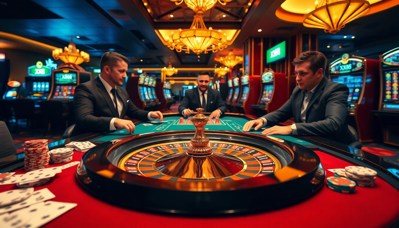XX88 Casino scene with roulette table, poker chips, and cards showcasing excitement and thrill