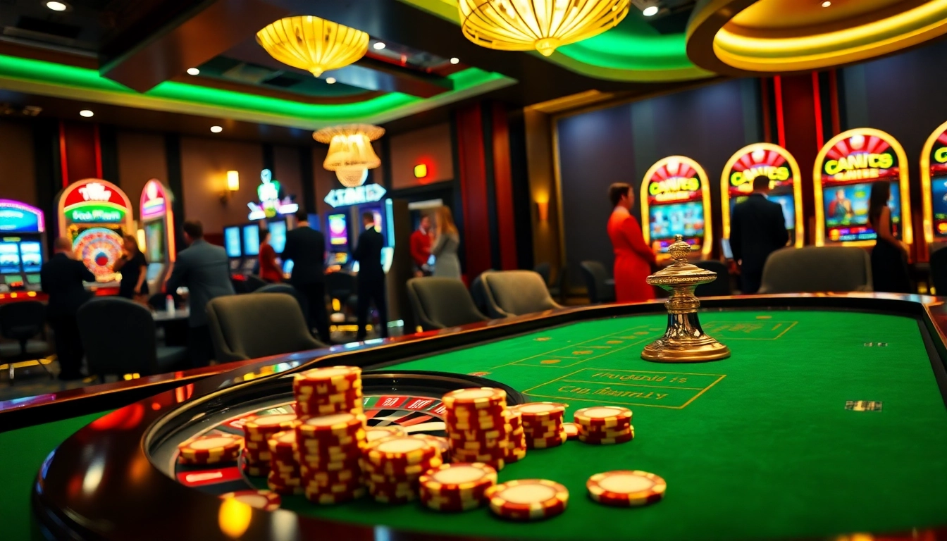 Daga players strategizing over a luxurious poker table with vibrant chips and a roulette wheel.