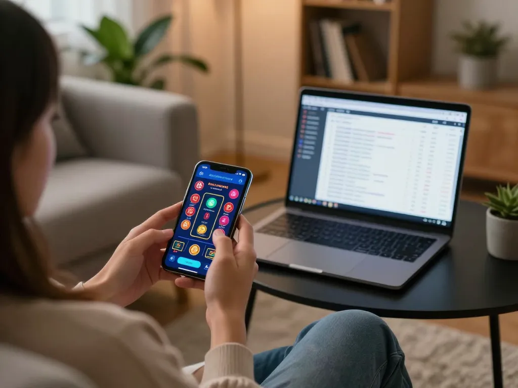 Daga player engaging with casino app on smartphone, showcasing immersive online gaming experience