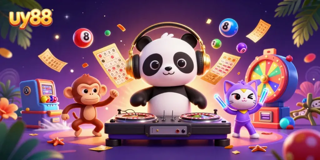 Experience the excitement of uy88 gaming with vibrant characters and dynamic casino elements.