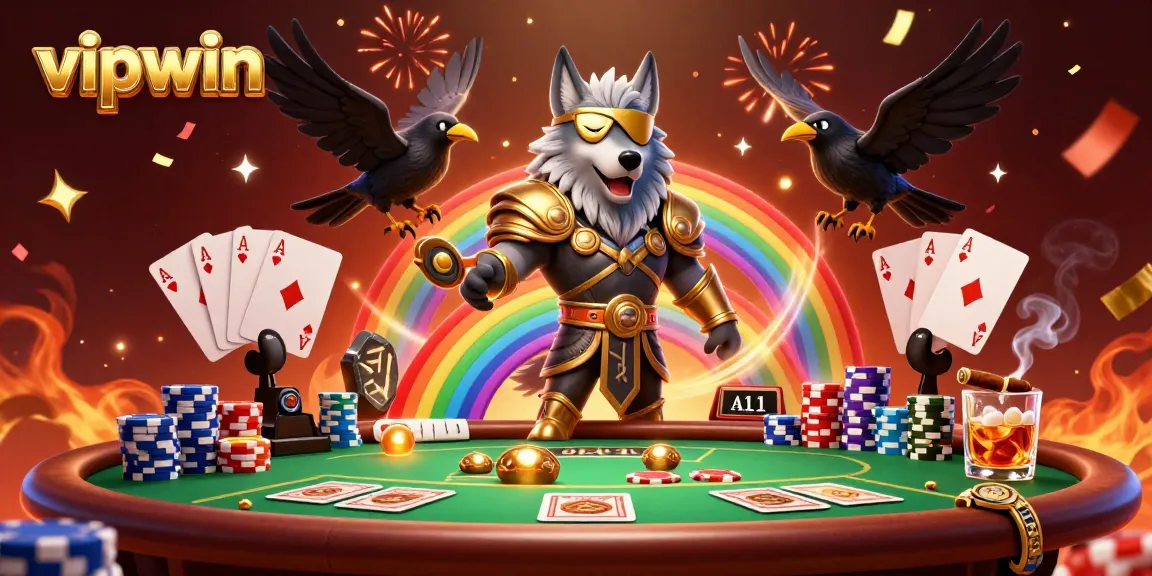 Experience thrilling gameplay with VIPWIN's vibrant 3D casino scene featuring Odin and mythical elements.
