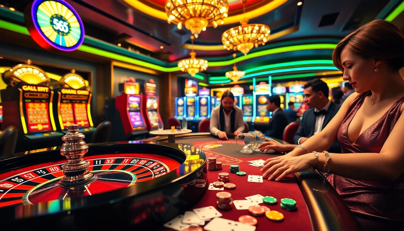 Experience thrilling gameplay at 65A with vibrant casino tables and engaging players.