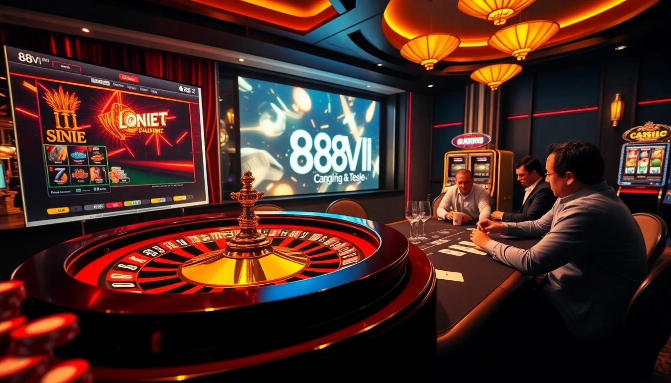 Experience the thrill of online gambling with 888VI, showcasing vibrant casino games and engaging players.