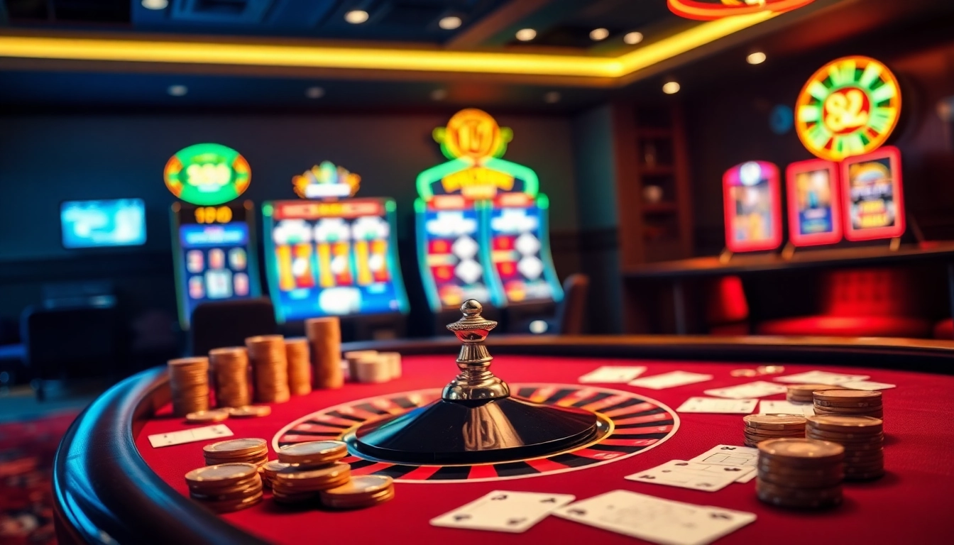 Engage with nk88 đăng nhập for thrilling online gambling, featuring vibrant casino displays and strategic play.