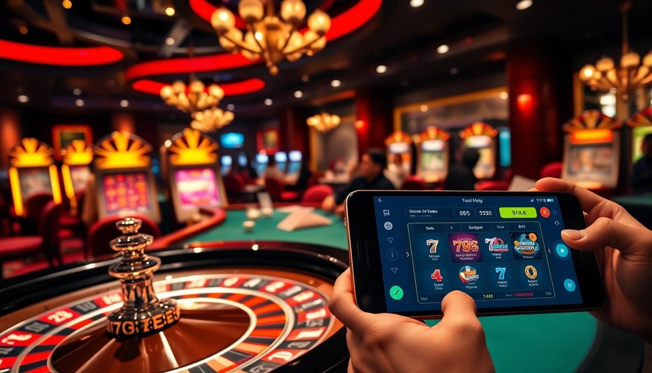 Players enjoying a thrilling casino experience at 789F with roulette and slot machines.