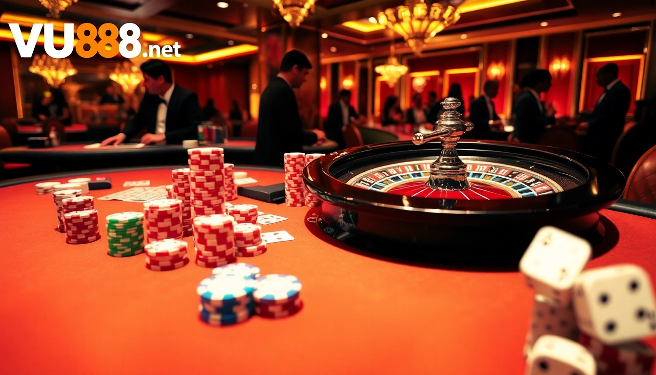 Experience thrilling gameplay with VU88 net's luxurious casino table and vibrant atmosphere.