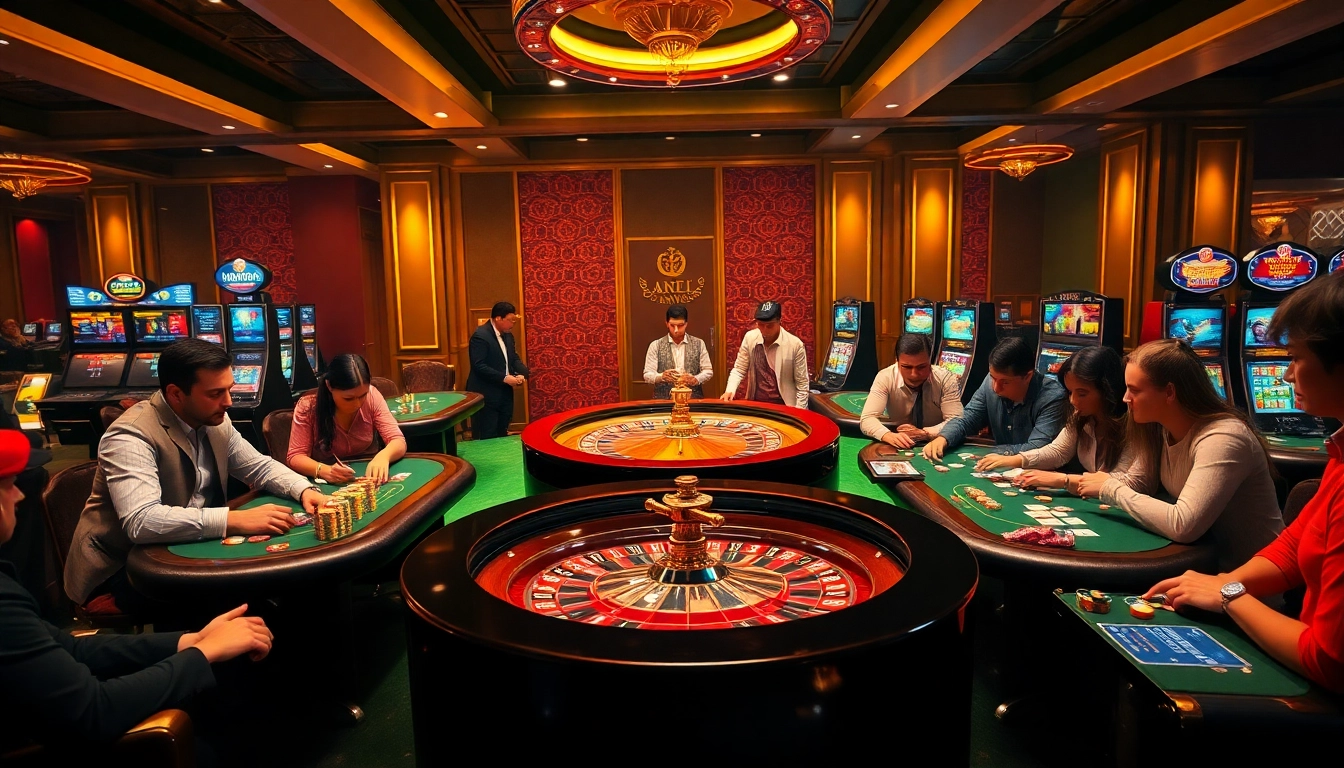 Engage with thrilling casino games at https://bem88.com with poker tables, roulette wheels, and vibrant atmosphere.