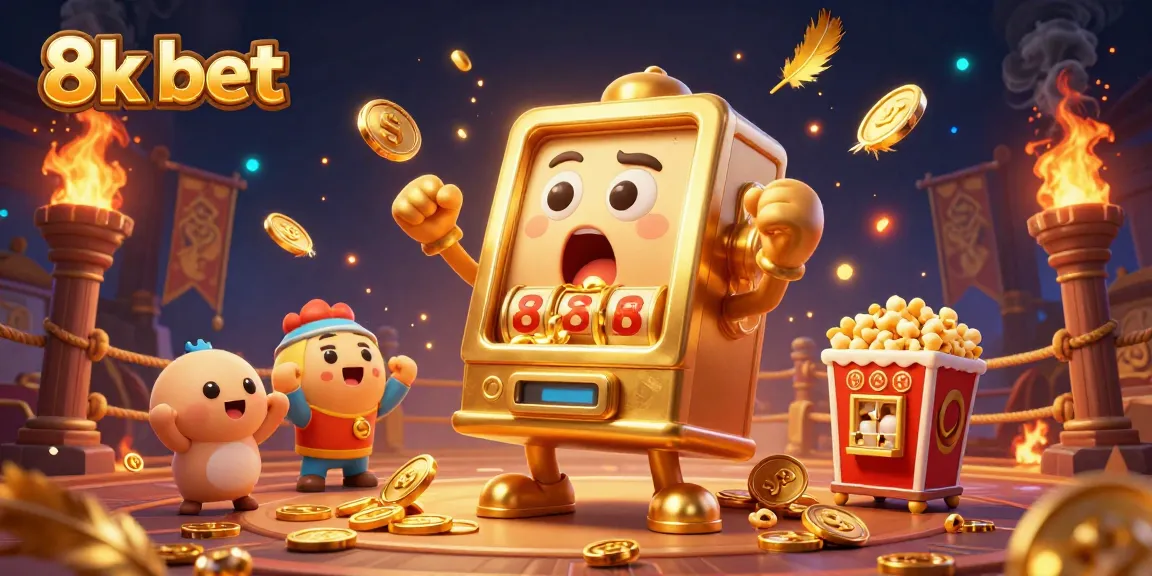 Experience the excitement of 8k bet with a joyous slot machine hitting its jackpot!
