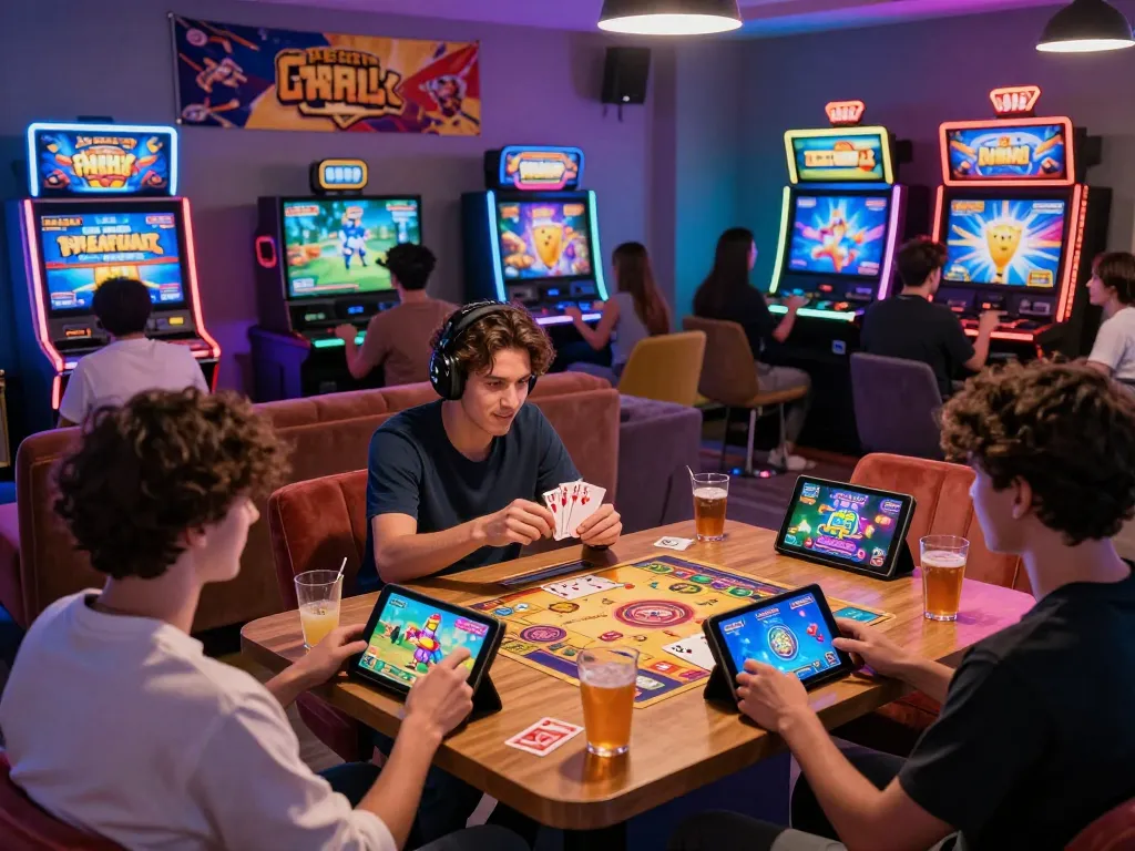 Sunwin gaming scene with players engaging in vibrant online games, showcasing the dynamic entertainment experience.