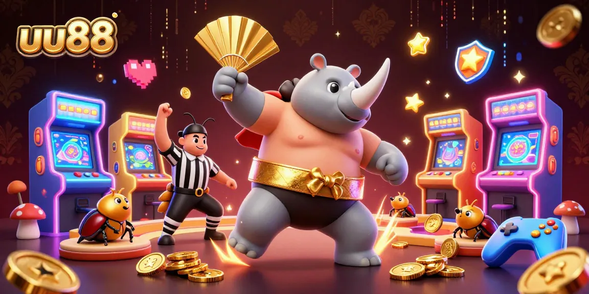 uu88 engagement with immersive casino experience featuring beetle characters amidst sparkling gold coins.