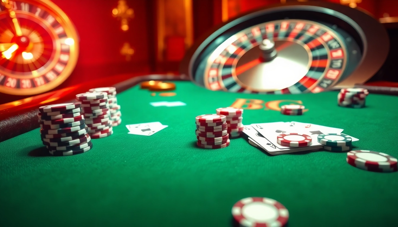 Experience the thrill of F8 BET with luxurious poker tables and roulette wheels in a vibrant casino scene.