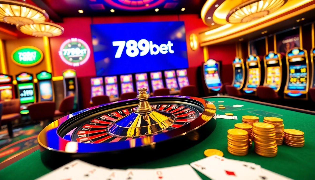Engaging players at 789bet with an exciting roulette game surrounded by vibrant casino elements.