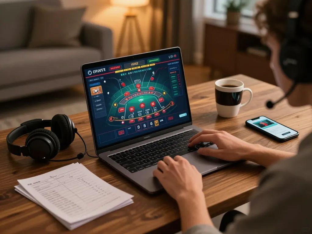 Player enjoying a live dealer blackjack session on a laptop, showcasing the engaging KUWIN platform and strategic gameplay