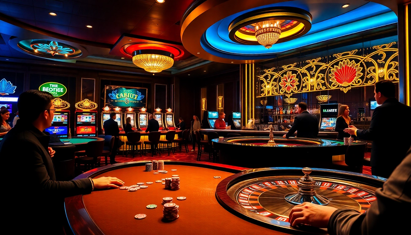 Experience the thrill of gaming at the bdtk66 blog casino, showcasing vibrant poker chips and roulette wheels.