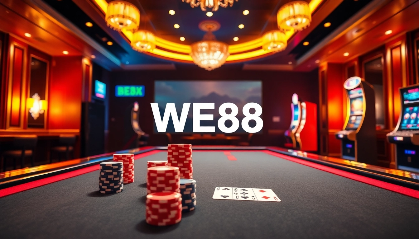 Players engaging in exciting gameplay at WE88, featuring poker chips and cards.