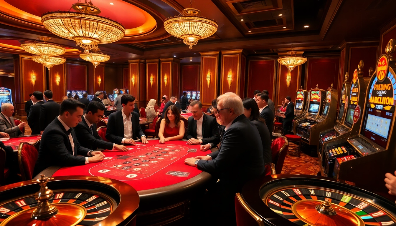 SODO CASINO guests enjoying high-stakes poker and roulette in a vibrant setting.