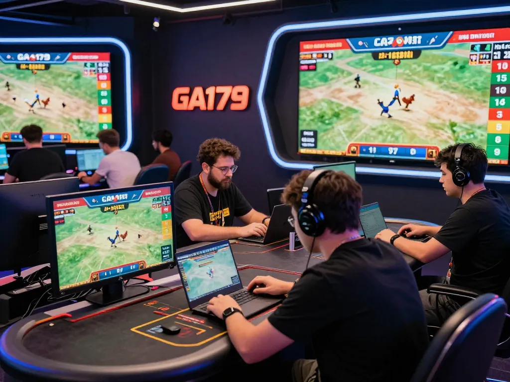 Engaged players enjoying GA179's online cockfighting betting experience at modern gaming stations