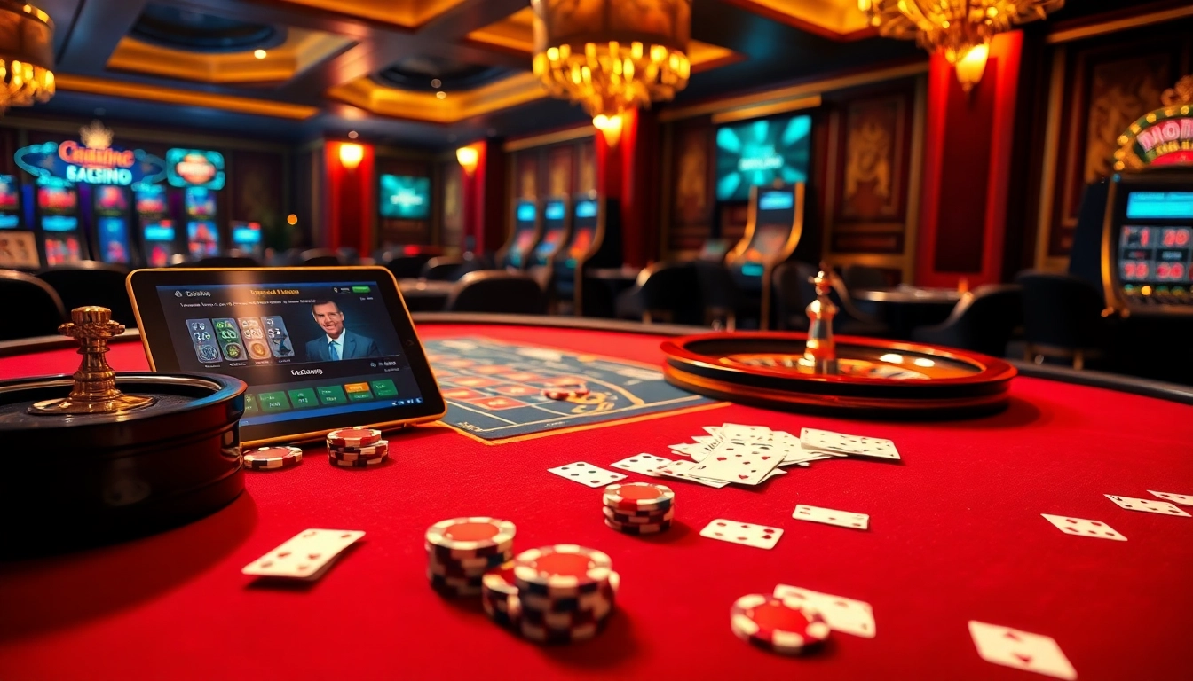 Experience luxurious online gaming at https://hitclub4.app/ with a vibrant casino scene showcasing poker and roulette.