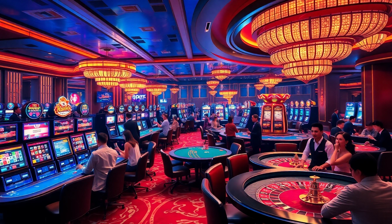 Experience excitement at Xin 88's vibrant casino floor with colorful slot machines and elegant games.
