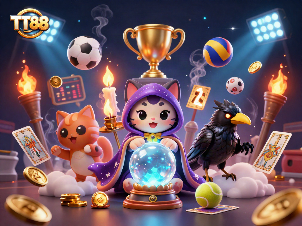 Engage with TT88 through this vibrant 3D digital scene of sports betting excitement.
