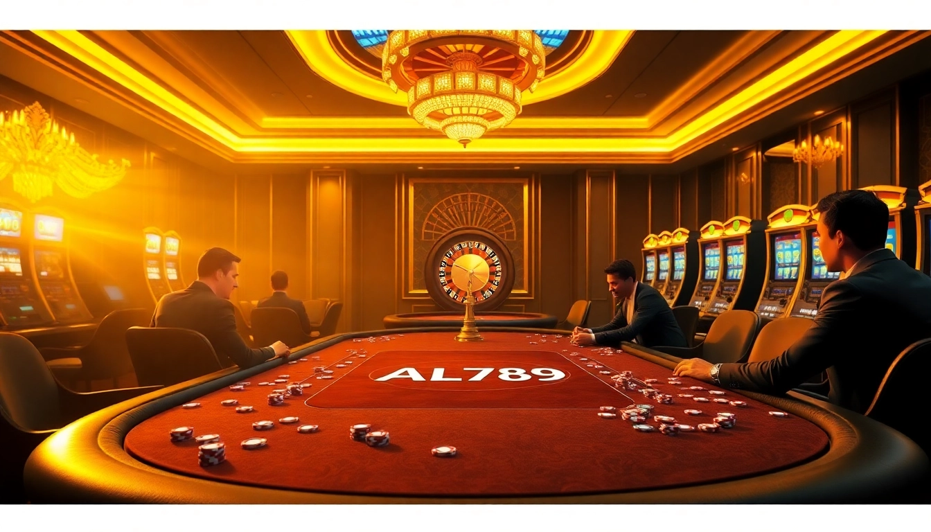 Experience the thrill of ALo789 at a luxurious poker table in a high-stakes casino.