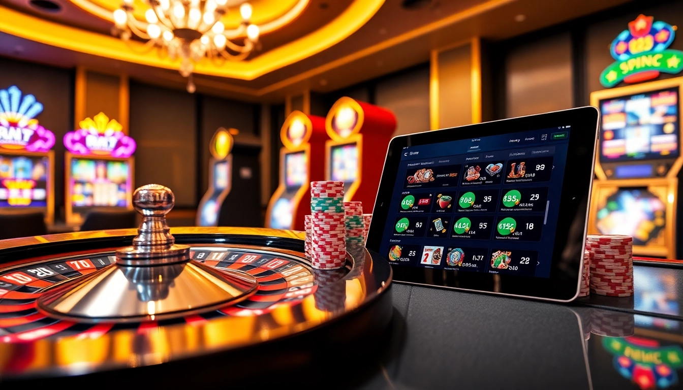 Experience the excitement of casino games at RR88 with vibrant poker chips and a roulette wheel.