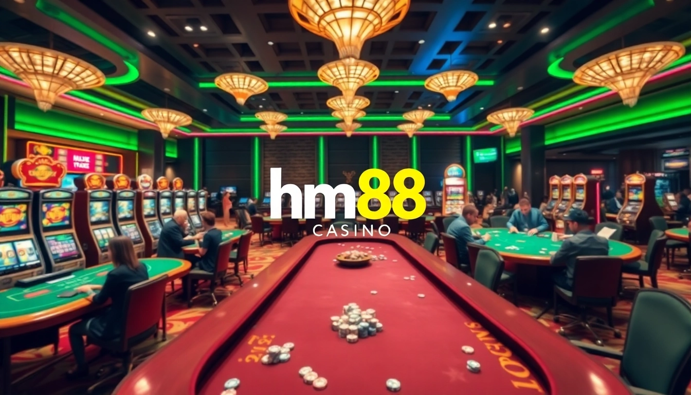 Experience the excitement of the hm88 casino with vibrant tables and enthusiastic players.