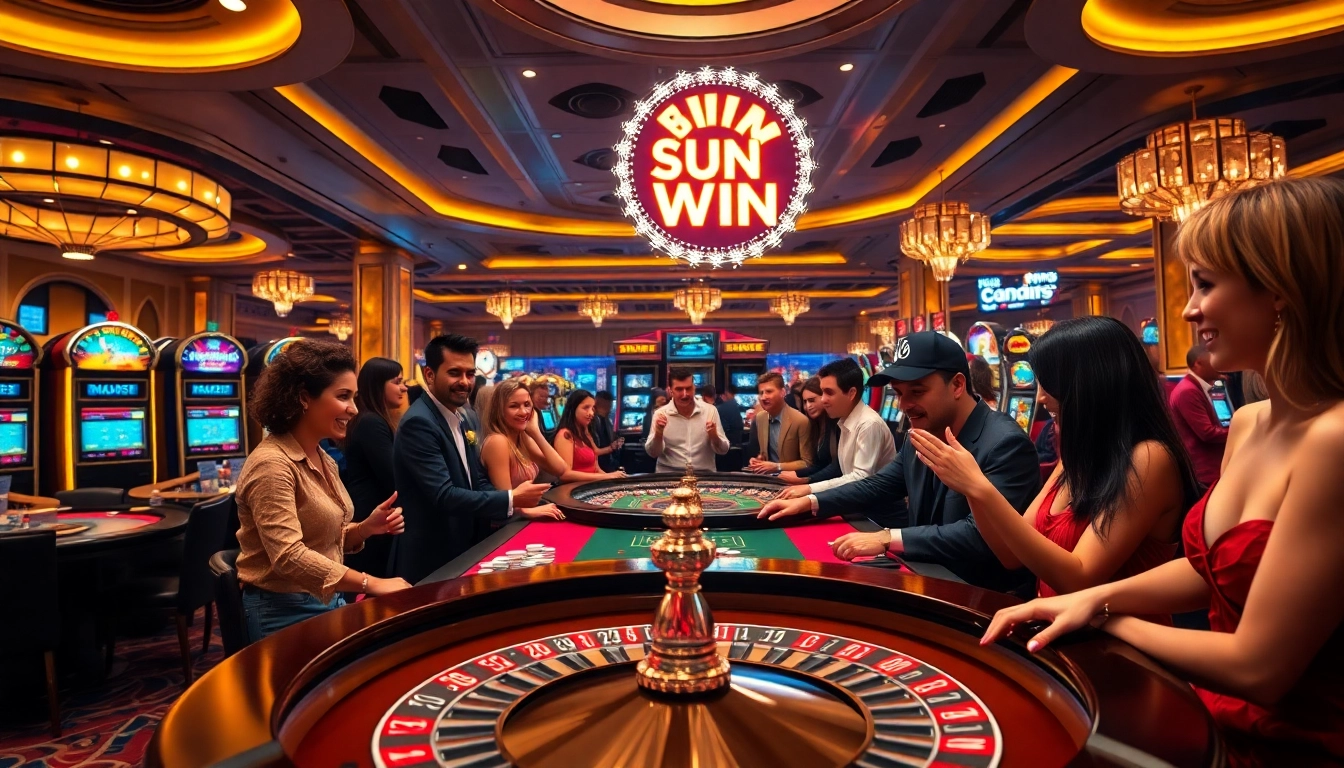 Experience the thrill of sun win with lively gamblers at a stunning casino.