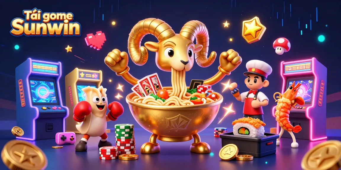 Experience Tải game Sunwin with vibrant characters and colorful game elements in this energetic casino scene.
