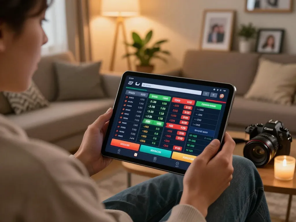Person engaging in sports betting on tablet illustrating fly88 odds and features