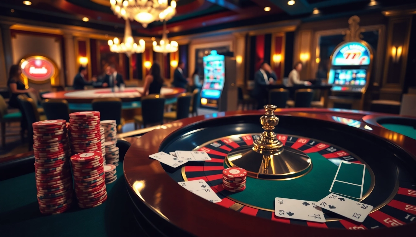 Experience the thrill of betting at https://rr88.black/ with poker chips and cards in a luxurious casino setting.