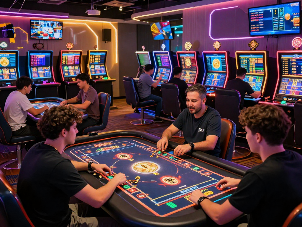 Exciting players enjoying a crypto casino experience with animated digital games.