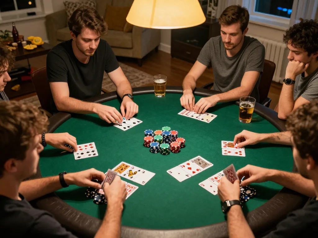 Engaging poker game with friends showcasing iwin strategies and friendly competition.
