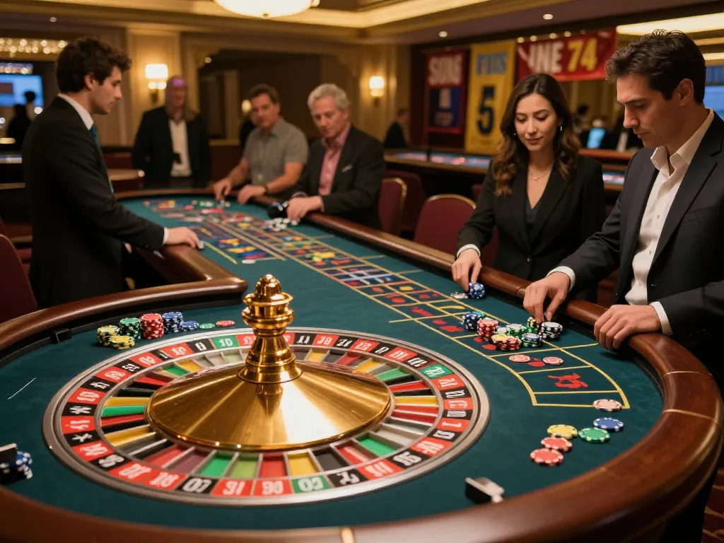 Players engaging at the sunwin20 roulette table celebrating a thrilling spin.