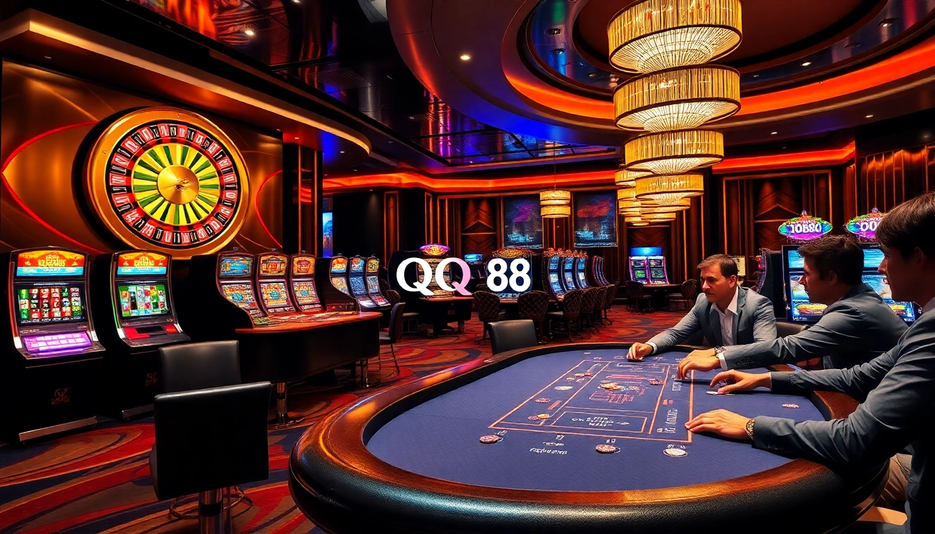Experience thrilling gameplay at QQ88 casino with vibrant games and luxury environments.