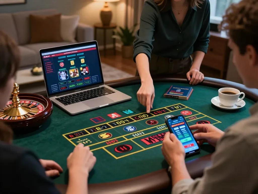 Players engaging with Sin88 while placing bets on an online roulette game from home.