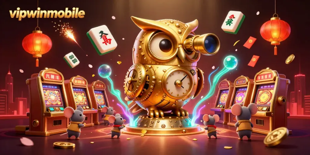 Experience the vibrant and engaging atmosphere of vipwinmobile's online casino with a lively scene of characters and elements.