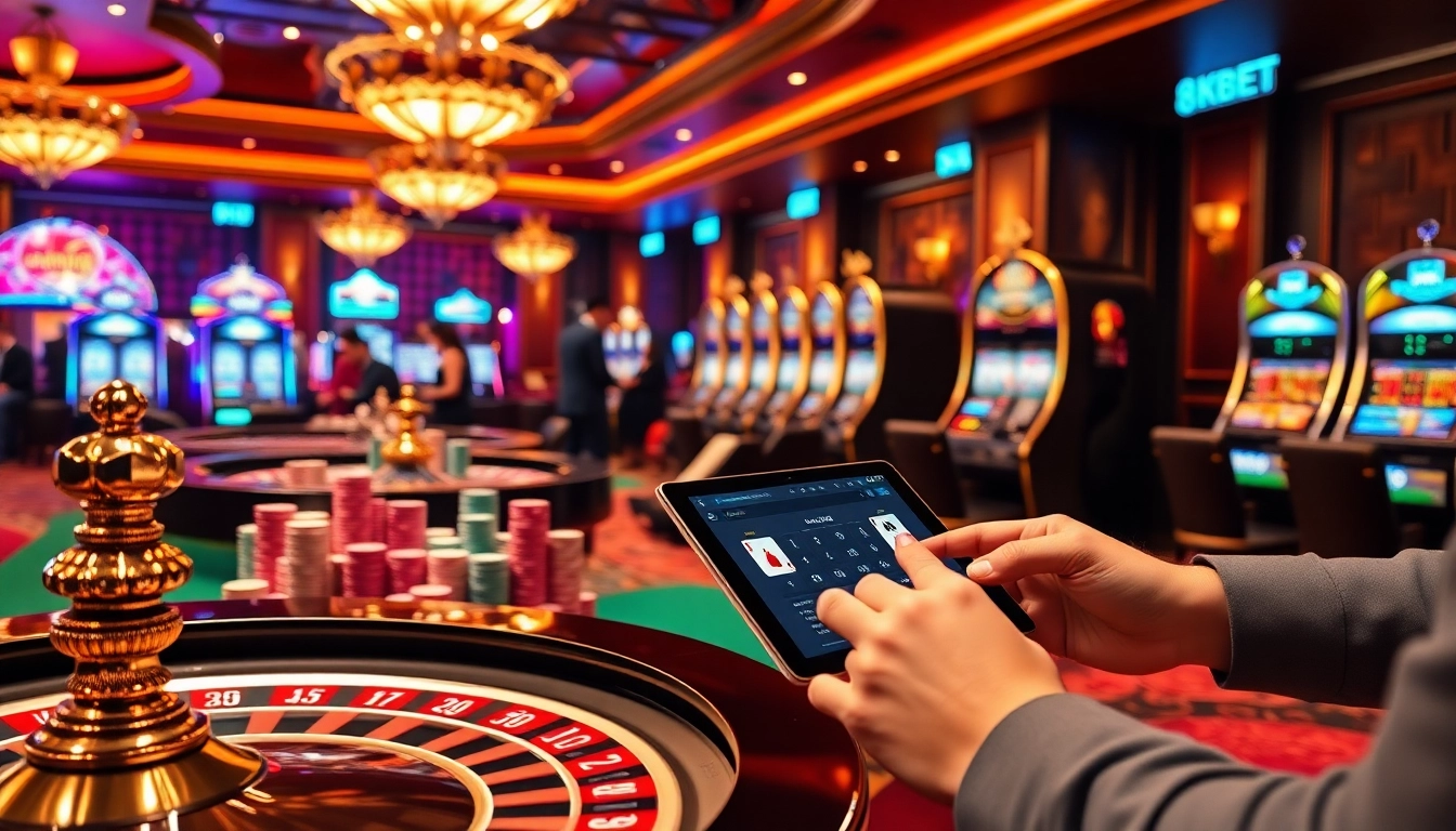 Excited gamblers engaged with 8kbet’s online interface during a thrilling casino session.