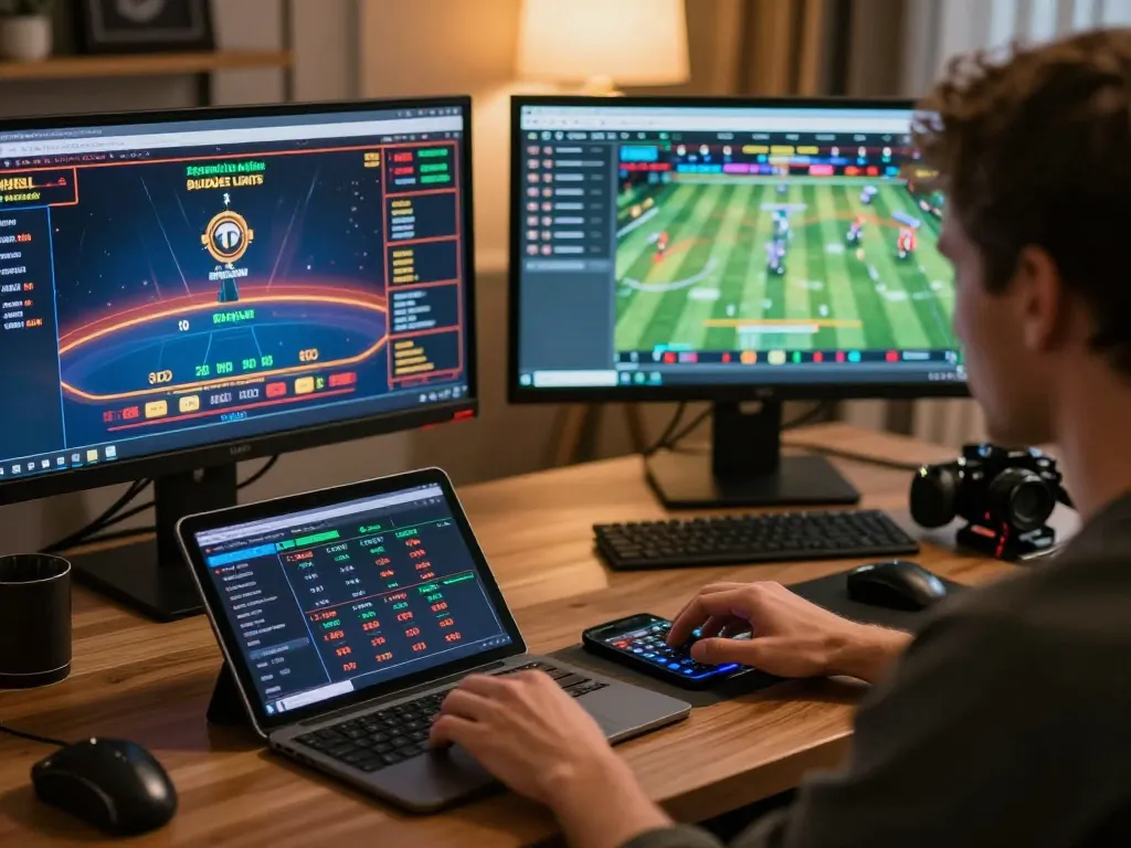 Engaging gameplay at BL555 with live dealer games and sports betting on multiple screens.