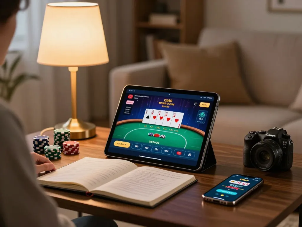 Engaged player strategizing on MM88 mobile casino app at home, enhancing winning chances.