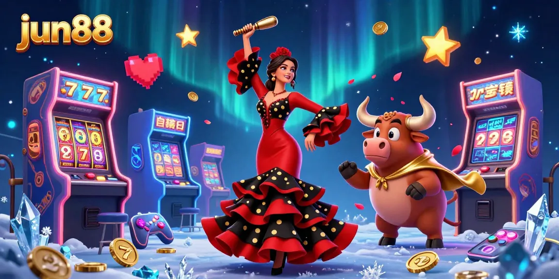 Experience dynamic gameplay at jun88 with vibrant slot reels and thrilling game elements in this rich casino scene.