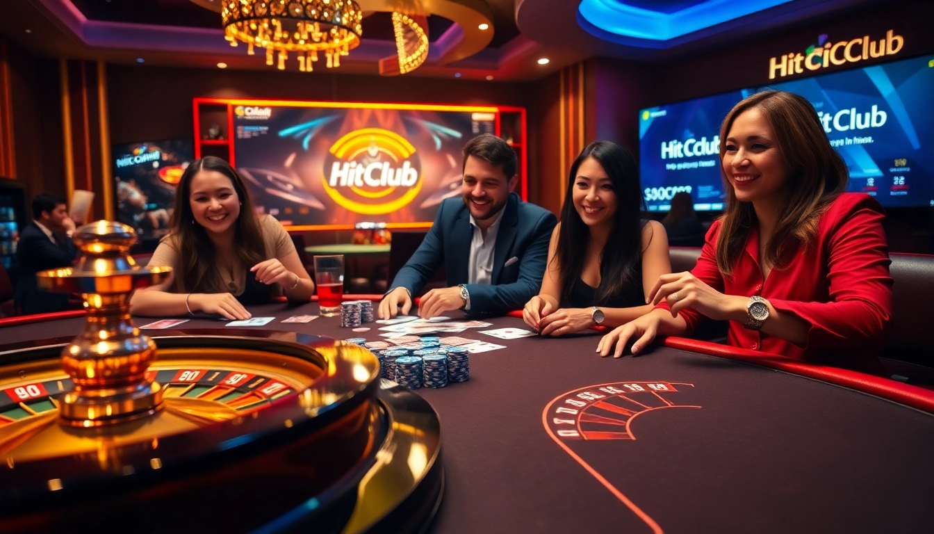 Exciting gameplay at https://hitclub9.vip/, featuring vibrant poker chips and a luxurious roulette table.