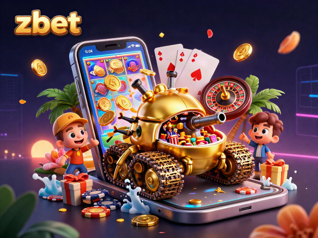 Engage in thrilling casino action with zbet's animated gaming scene featuring a vibrant miniature casino.