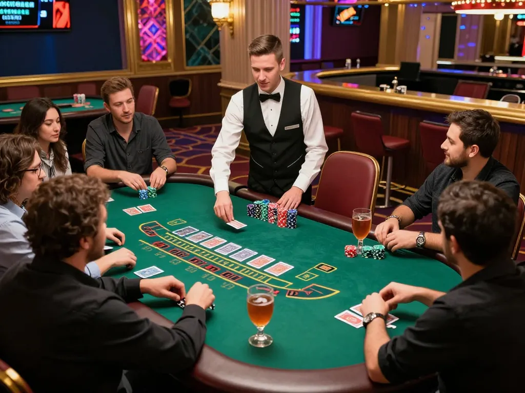 Players engaged in a live dealer blackjack game at CM88-bet, showcasing strategic betting and immersive casino atmosphere.
