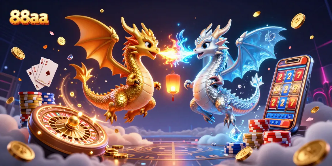 Experience thrilling action aboard 88aa’s dynamic gaming scene with dragons and casino elements.